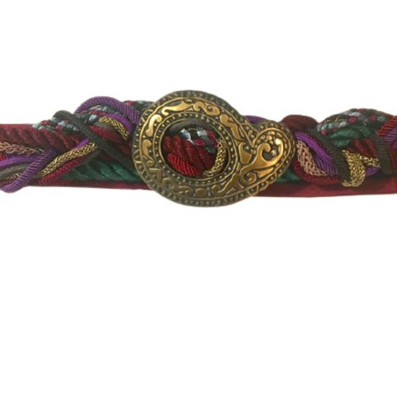 Ione Vintage 80s Belt Paisley Antique Brass Buckle Adjustable S M L main image 3